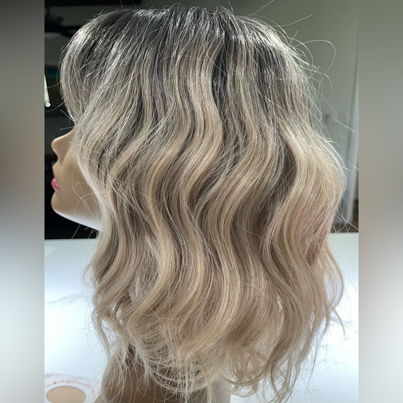 HAIR, 12” long, with bangs, crimped/wavy, dark gray to blonde ends - Picture 4 of 9